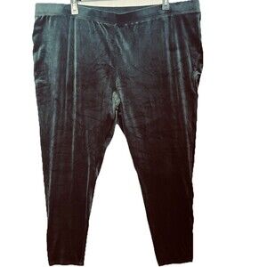 D & Co. Comfort Zone Black Velour Pants Hi Rise Elastic Waist Dressy Casual 3X